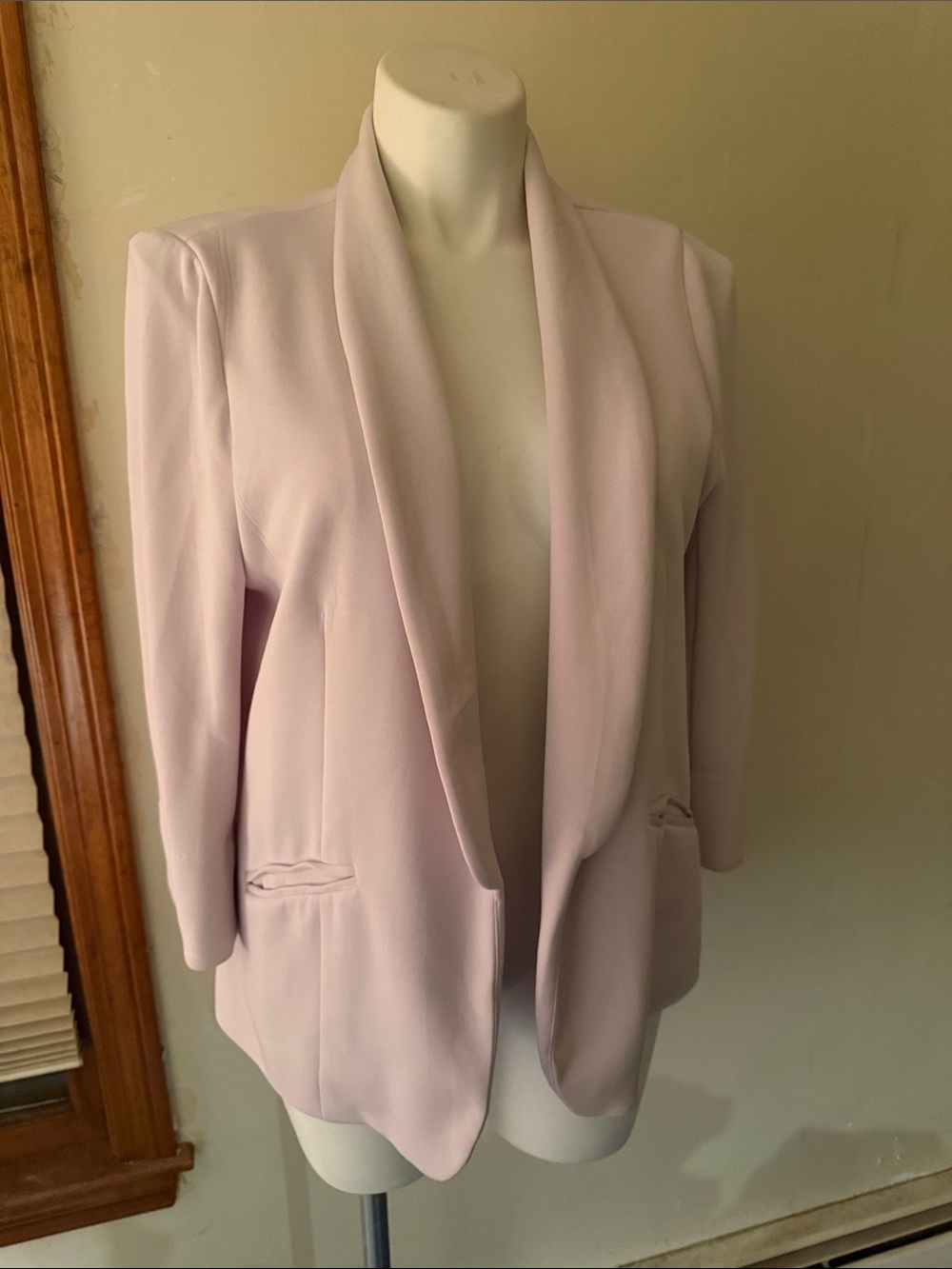 Skies Are Blue Light Pink Draped Open Blazer